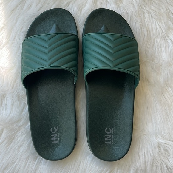 🆕 INC Men’s Xander Open Toe Slip On Slide Sandals Shoes Dark Green Size 12M - Picture 3 of 5